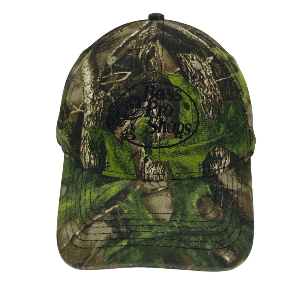 Bass Pro Shops Gone Hunting Camo Hat OSFM Green Camouflage Snapback Cap Logo